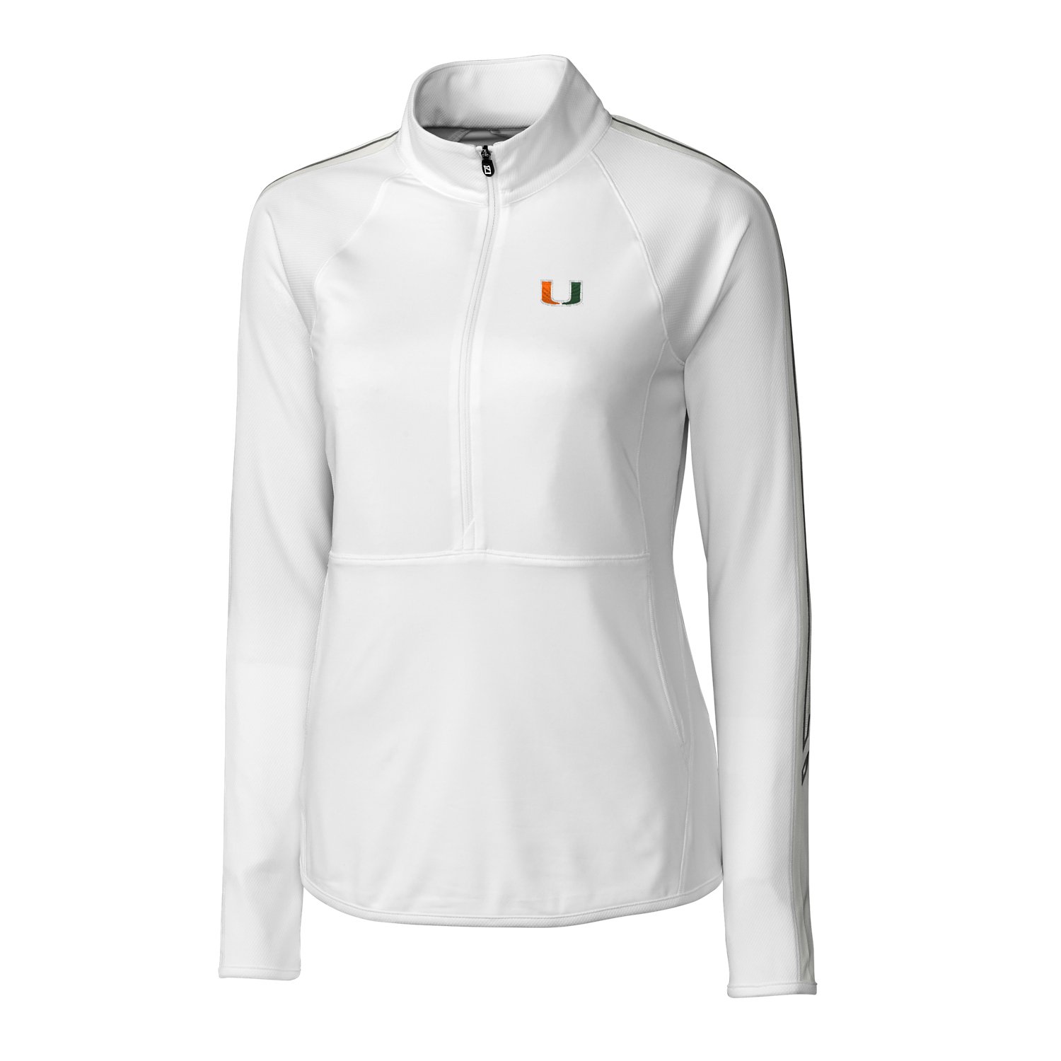 NCAA Miami Hurricanes Women's CB Drytec Long sleeve Pennant Sport 3/4 Zip Apparel, 3X-Large, White