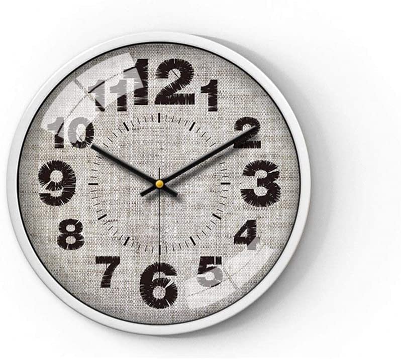 Horloge à quartz silencieuse et grand cadran en lin brodé