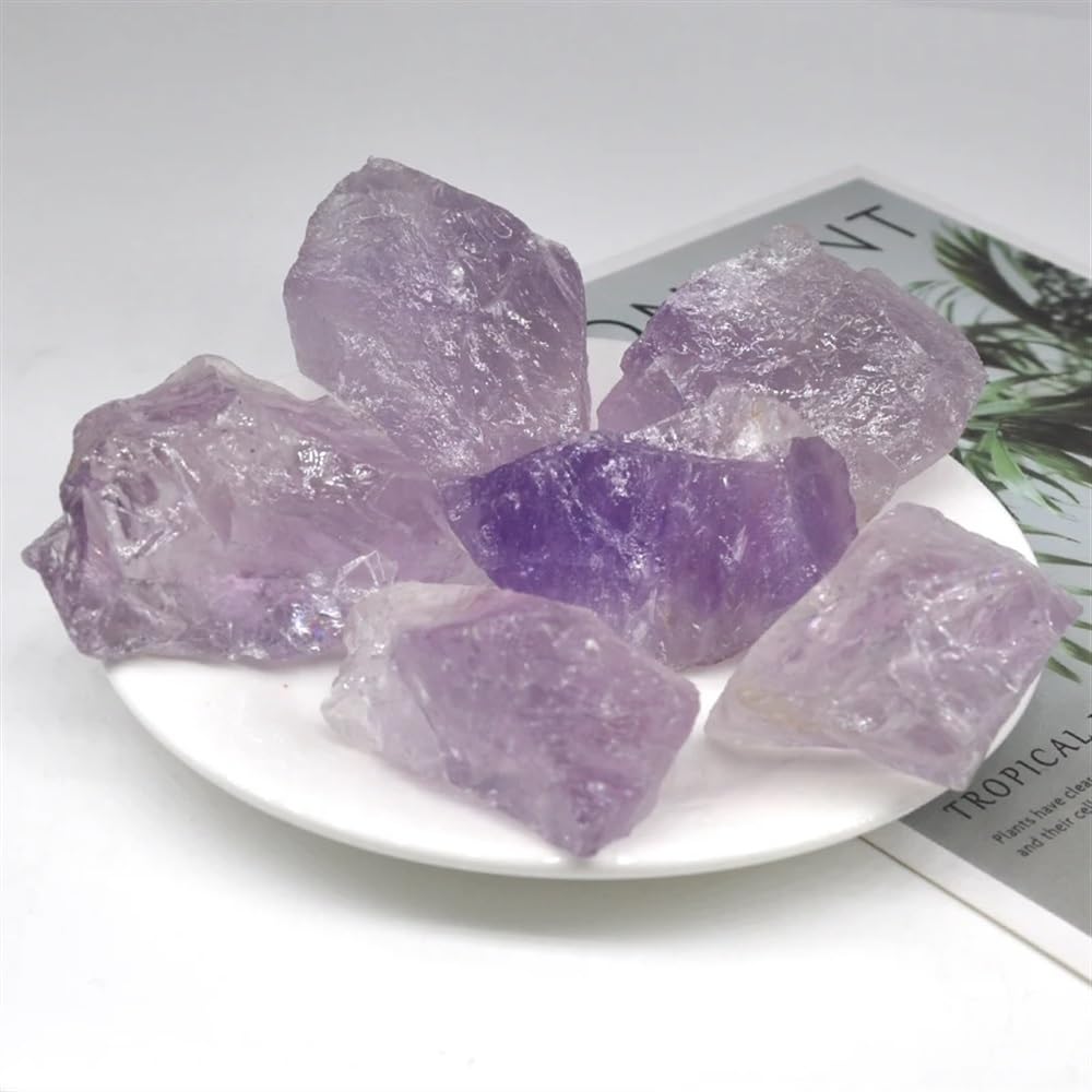 QINGQI schön Natürlicher Heller Amethyst-Rohstein, Mineralienproben, große Trommelsteine, heilende Quarzkristalle, Reiki-Edelstein-Kollektion Geschenk (Size : 500g)