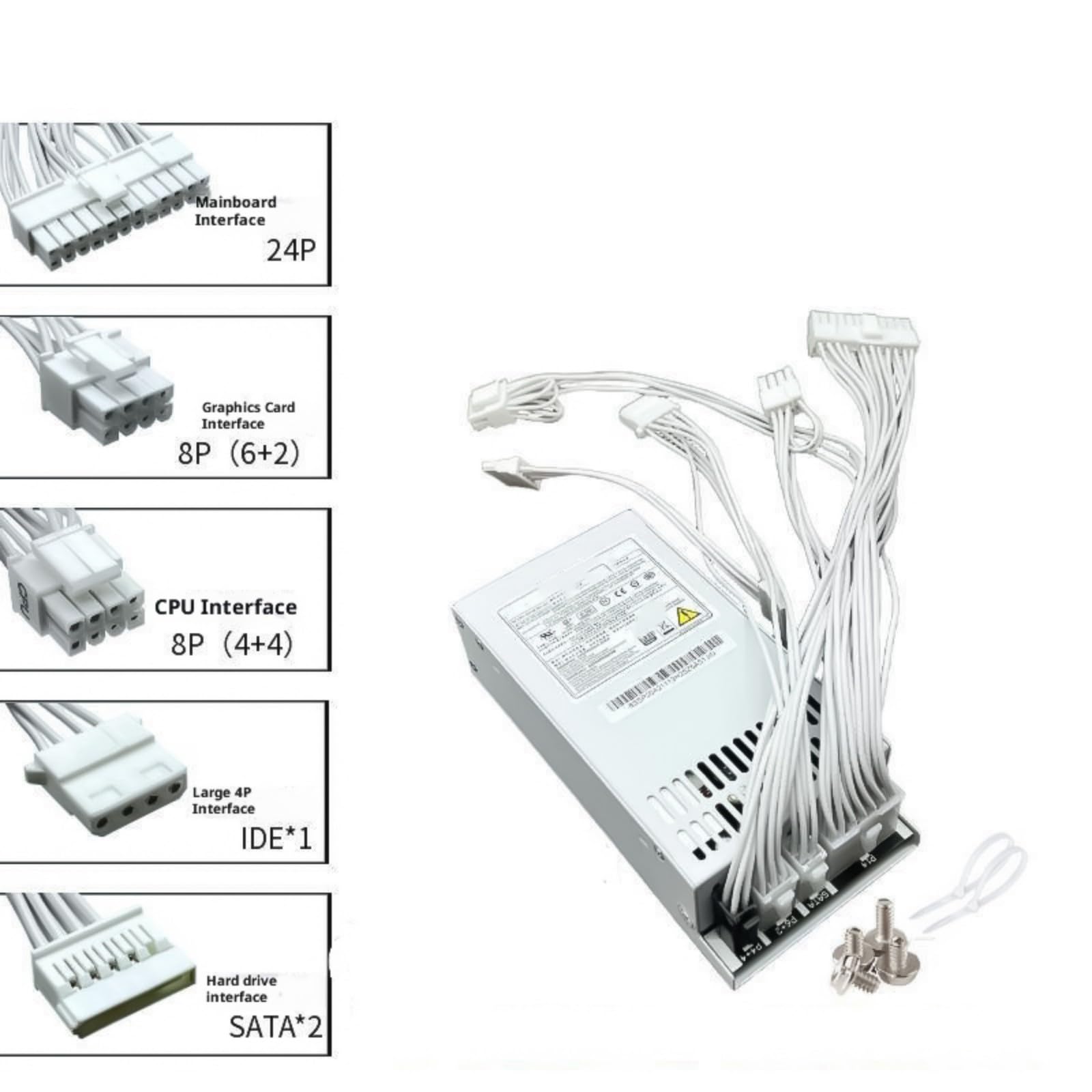 Alimentatore 1U Modulo Completo Gestione Calore 270W 300W 400W Desktop Alimentatore Attivo per Postazione di Lavoro Alimentazione Modulare, Metallo ad Alta Efficienza