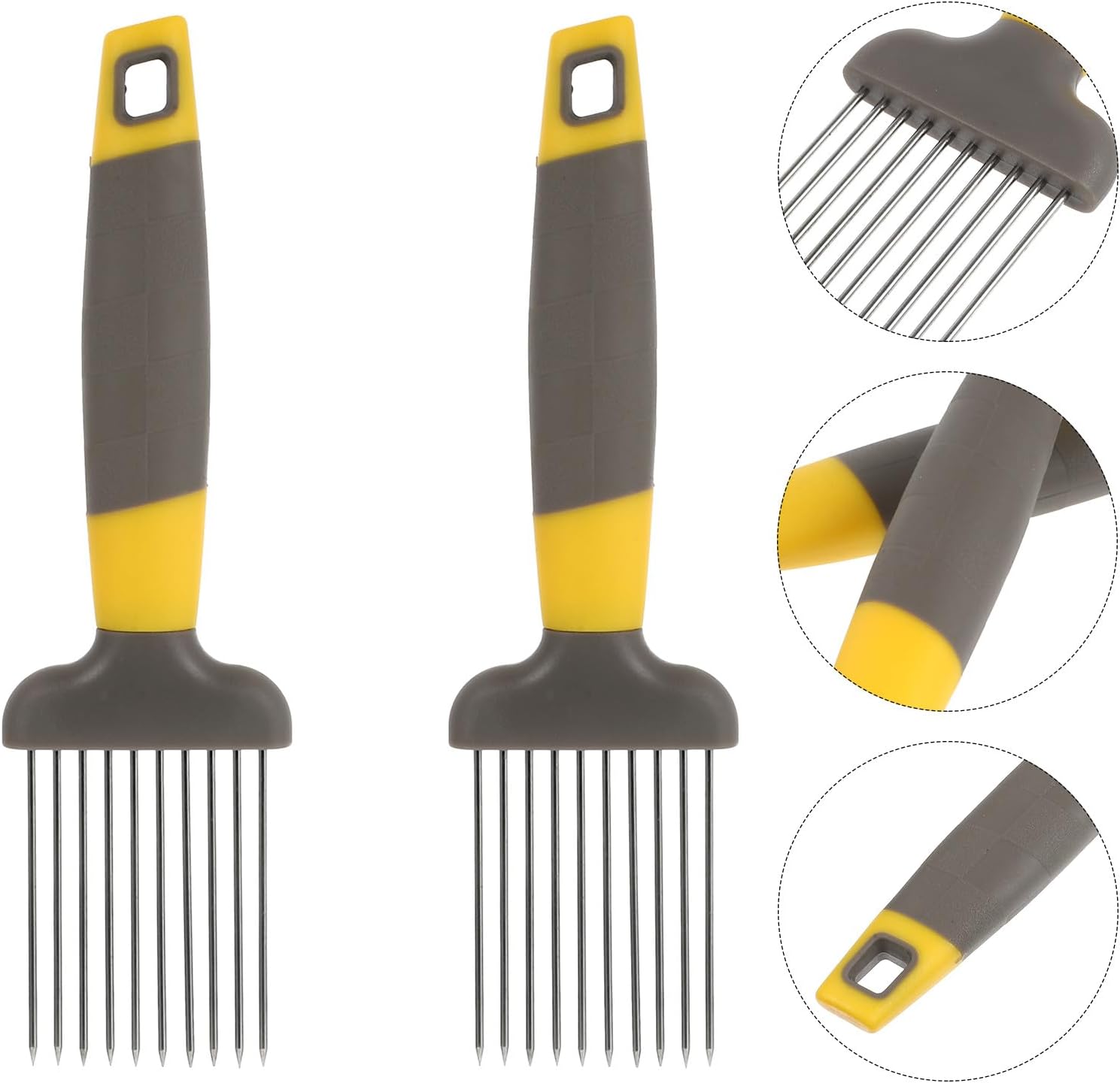 2pcs Onion Slicers with Stainless Steel Needles and Plastic Handle