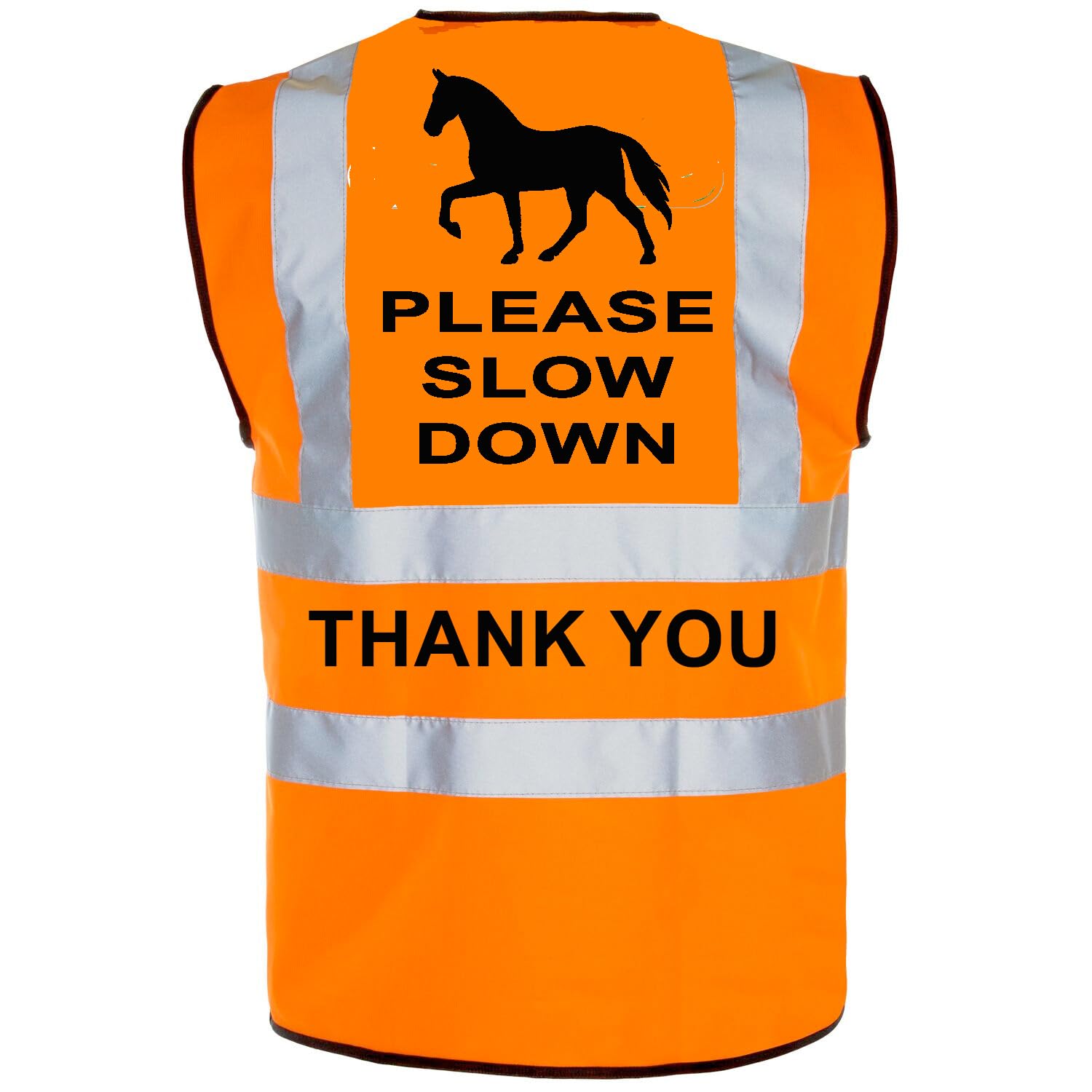 "Equestrian Horse Riding Safety Hi Viz Vest - 'Please Slow Down'" (Orange, M)