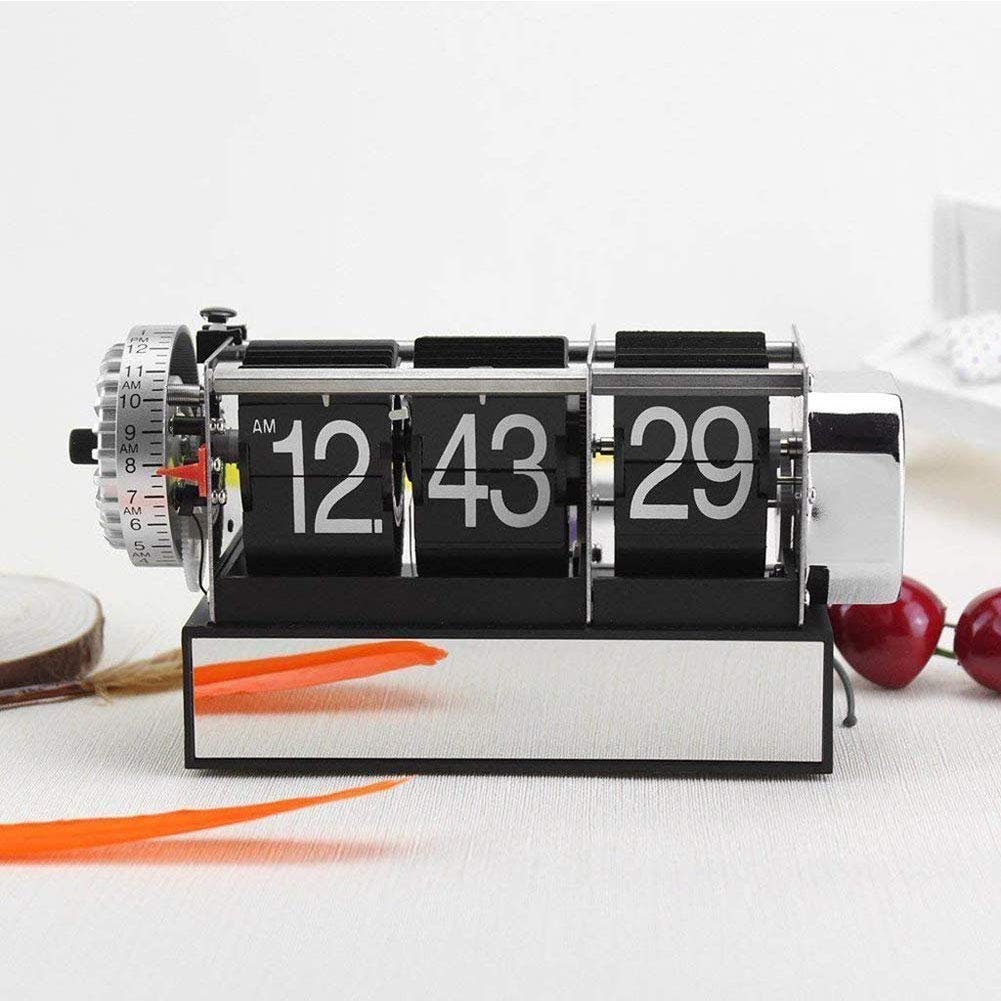 Flip Clock Modern Mechanical, Page Turing Desk Clock, Moving Gear Wall