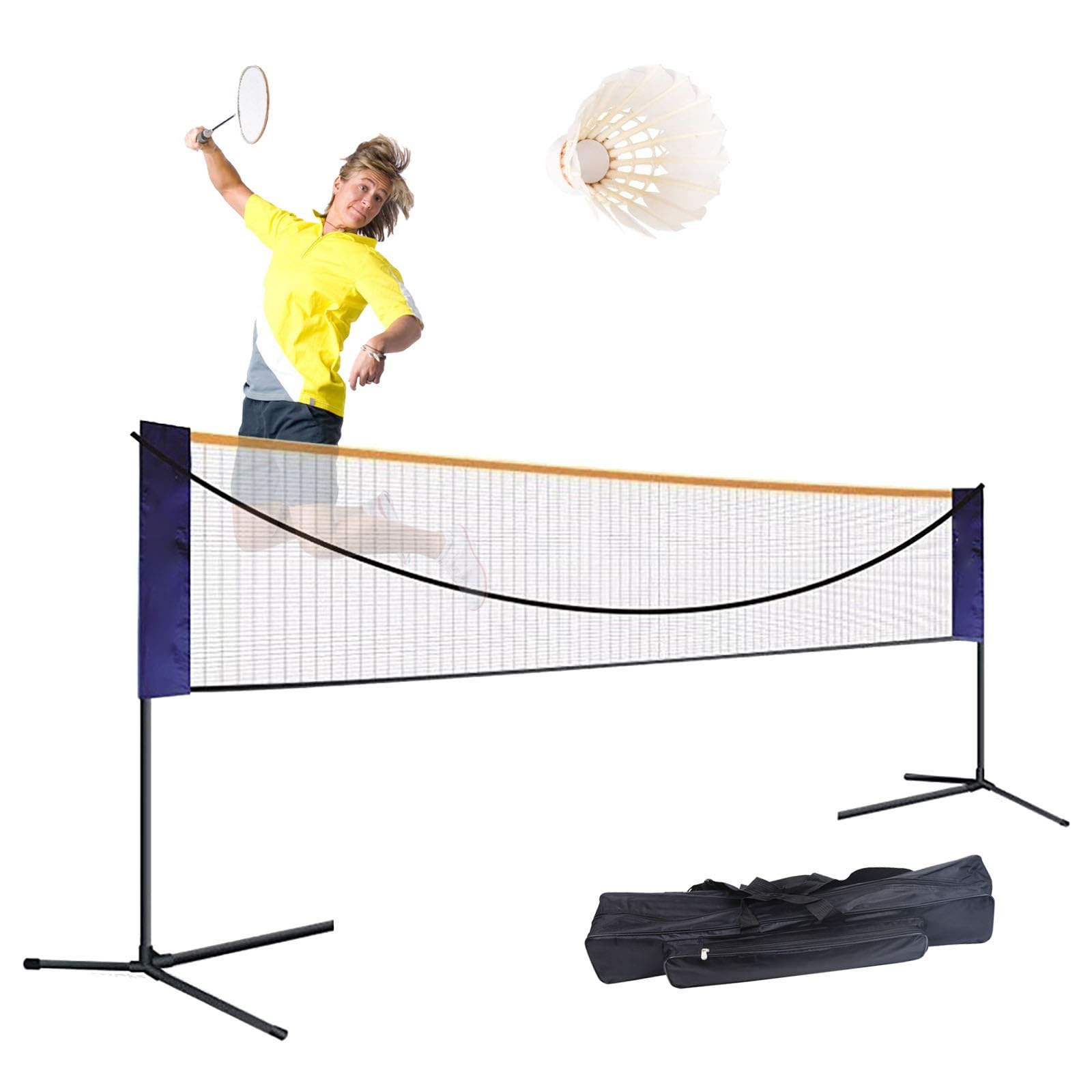 Badminton Net Set,Portable Adjustable Height and Width for Badminton,Volleyball, Tennis,Soccer,with Carry Bag