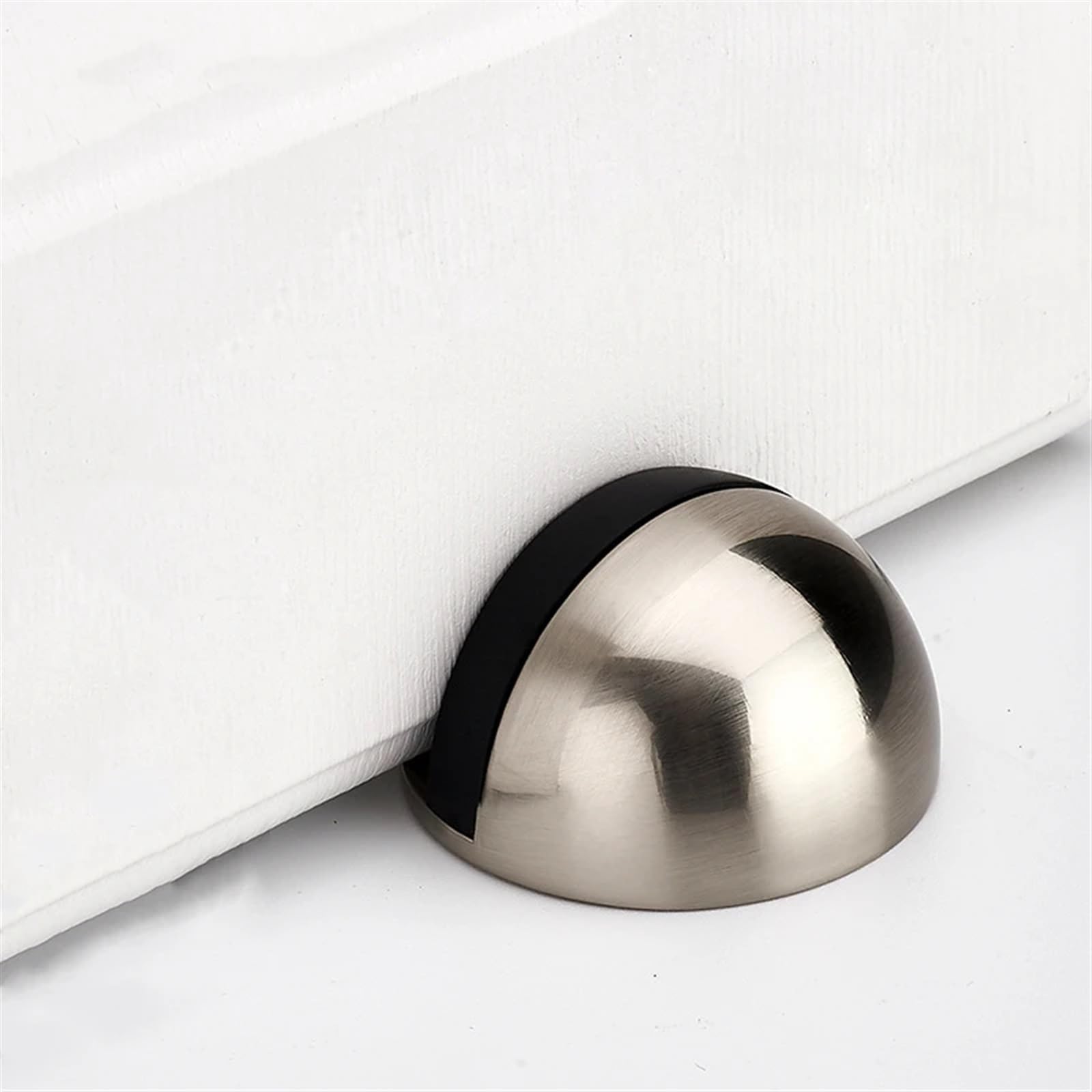 Butées de porte silencieuses chrome satiné support au sol