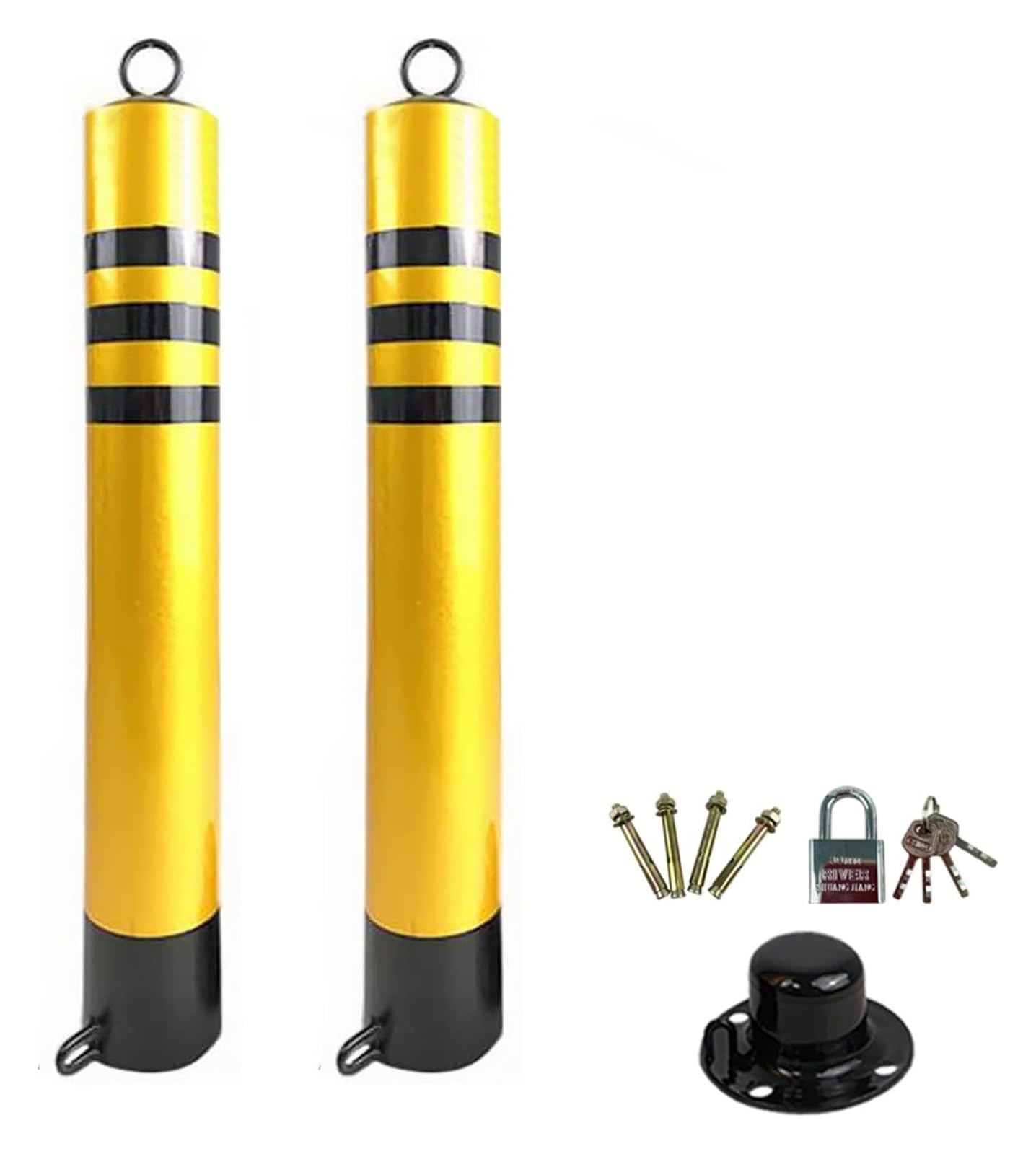 CWCQGH Safety Bollard Traffic Delineator Galvanized Steel Pipe Yellow Powder Coated Barrier Post For Traffic Control (750 * 89mm/30 * 3.5in)