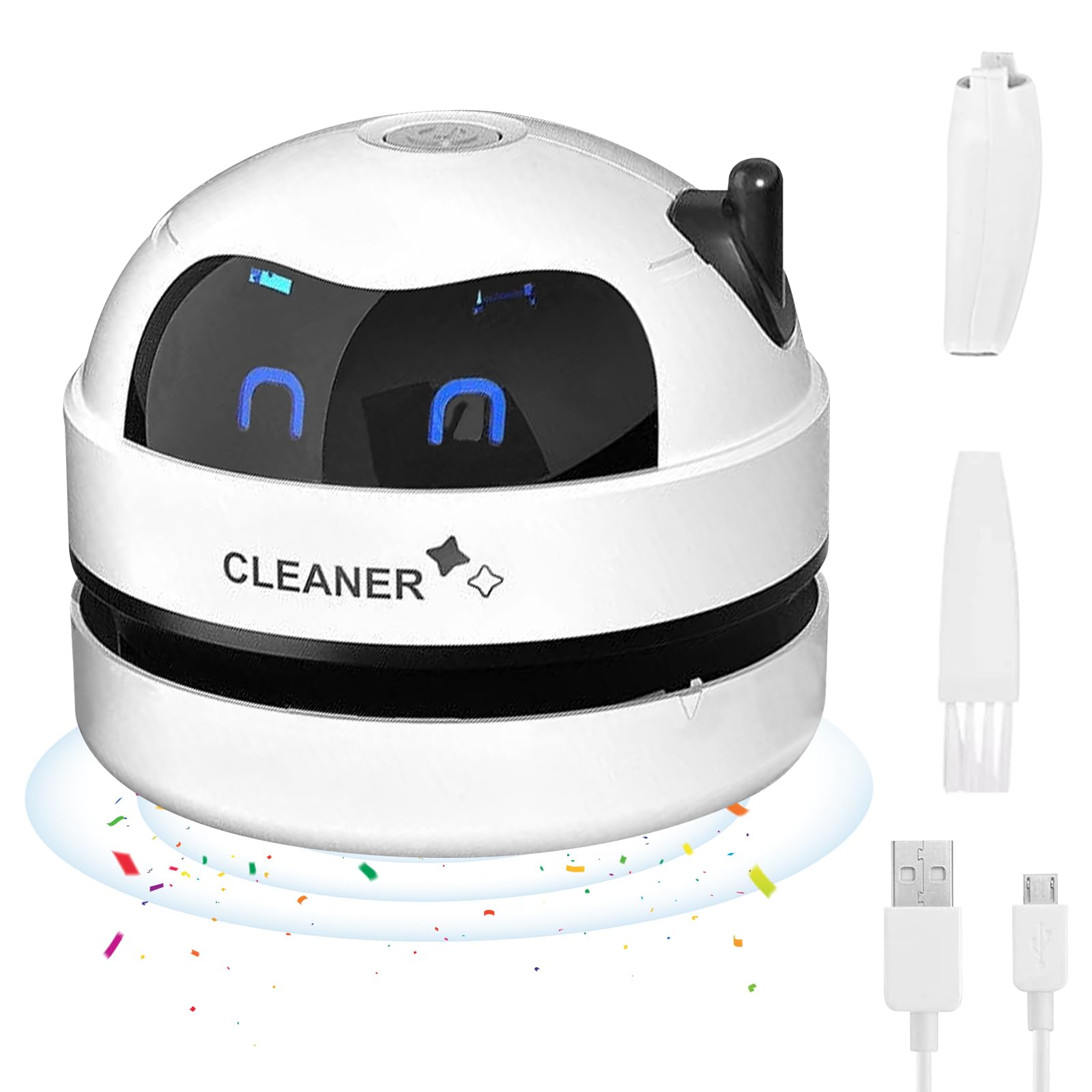 PRITOK Mini Table Vacuum Cleaner: Desk Vacuum Cleaner Mini, Portable USB Rechargeable Table Cleaner, Desk Hoover, High Suction Power Dust Cleaner for Home, School, Car Dust and Crumb Removal