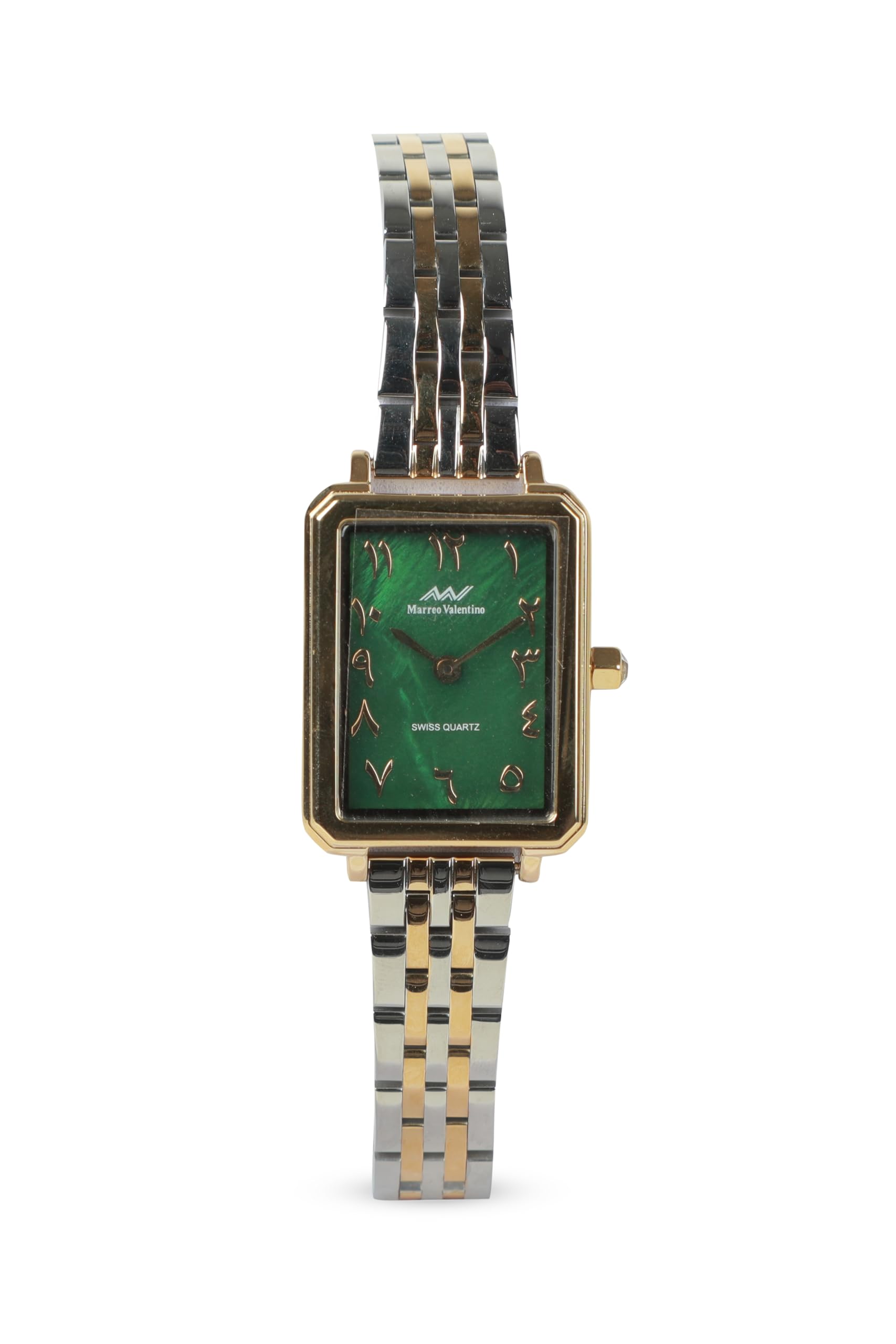 GenericMarreo Valentino Women's Gold/Silver Wrist Watch with Green Dial and Arabic Numbers
