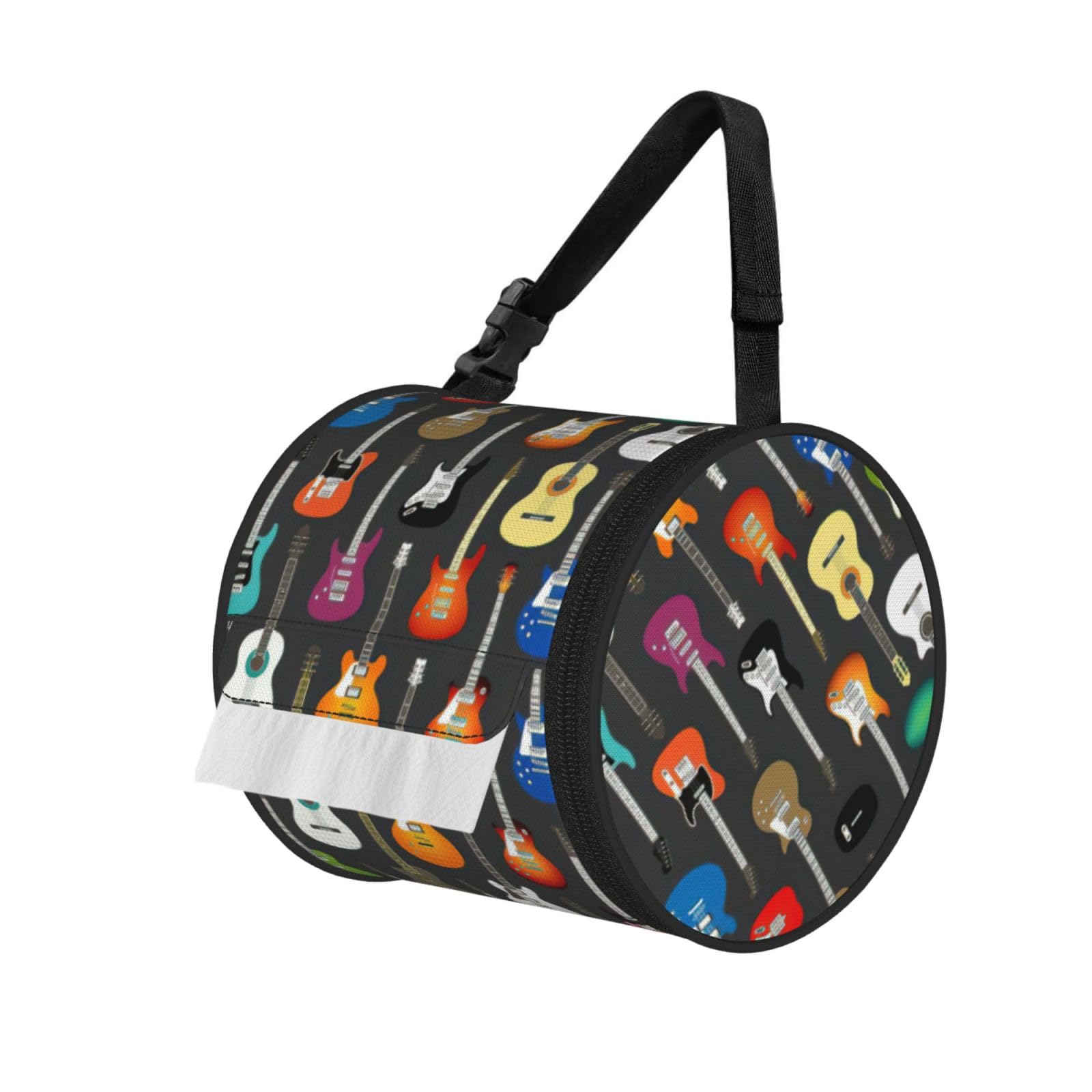 Color Acoustic And Guitars Print Fashion Tissues Organizer Box, Hanging Tissue Holder For Purse Coins For Car Office Daily Outing