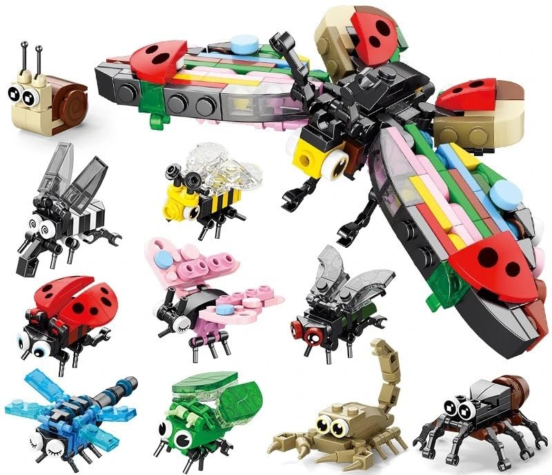 Image of Building Blocks Bricks Set, Build, Learn and Play, Construction, Educational Interactive Creative DIY Toy, Compatible with All Major Brands (10 in 1, Insects World Paradise, 318 Pcs)