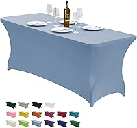Vista 15 de CWK - Funda de mesa de elastano elástica impermeable de 4 pies para mesas rectangulares - Mantel elástico ajustable para mesas plegables, tela