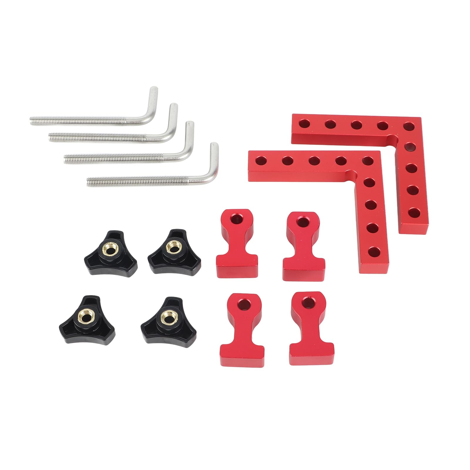 90° Positioning Square Set, Woodworking Right Angle Fixture, Aluminum Alloy Material, Metric Imperial Measurement, Includes Positioning Blocks and Screw Rods, for Accurate Woodwo (100mm)