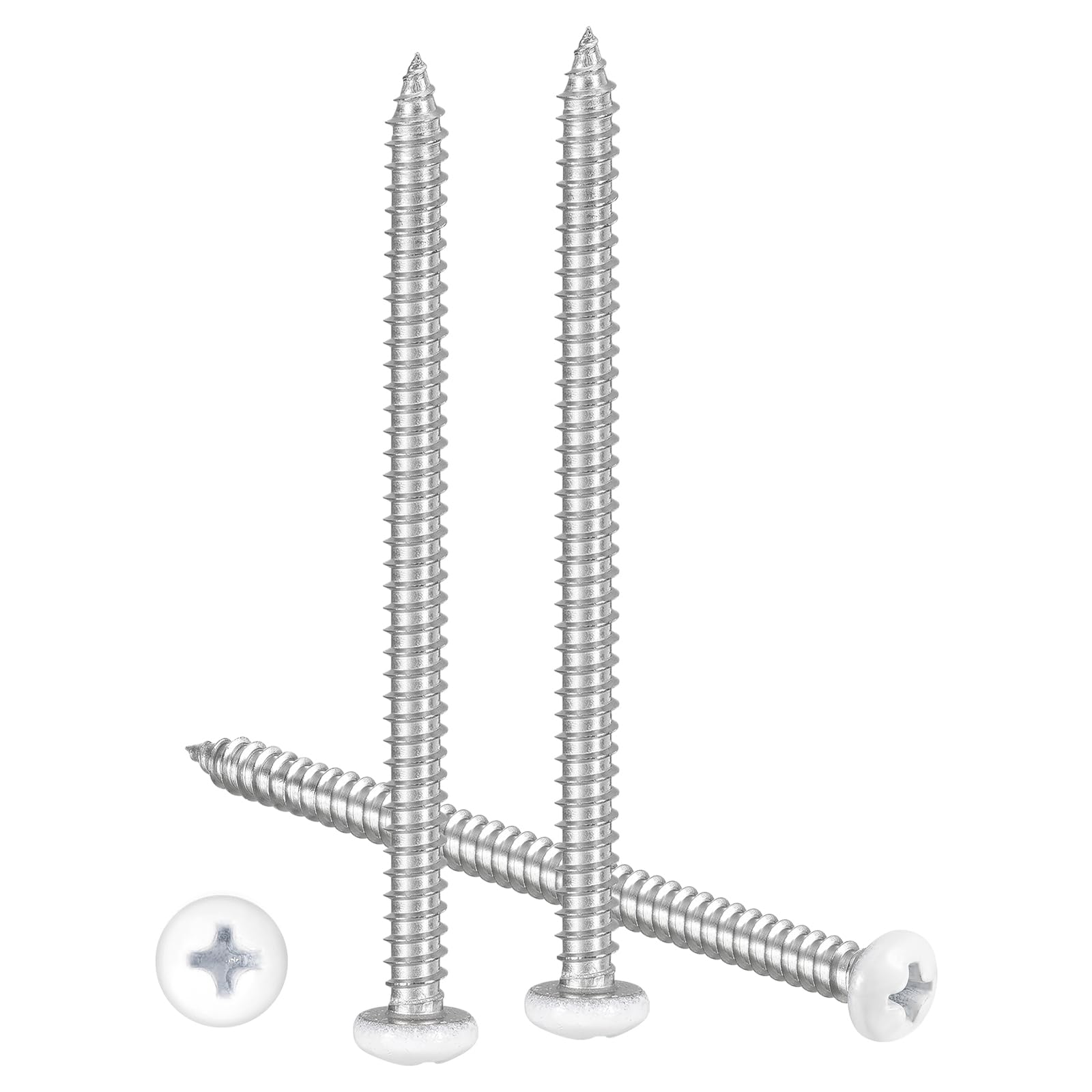 METALLIXITY Phillips Pan Head Self Tapping Screws(#8x2-1/2") 25Pcs, 304 Stainless Steel Self Drilling Screw for Metal Wood Plastic, for Cabinet Wall Shutter Plate Rock Furniture, Silver White — image 1
