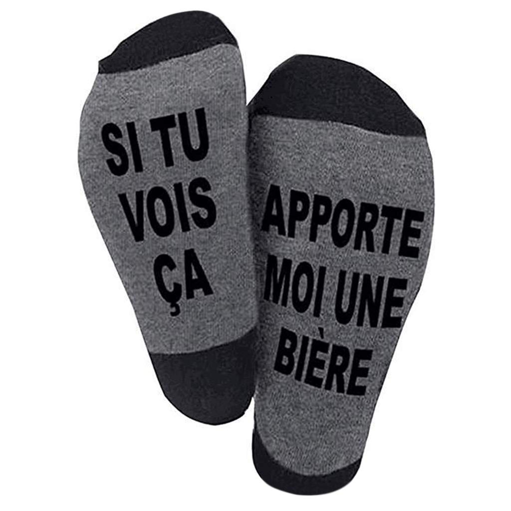 Yjcnelcr Unisex Novelty Funny Saying Cotton Crew Socks If You Can Read This Bring Me Beer English French Letters Hosiery Gifts