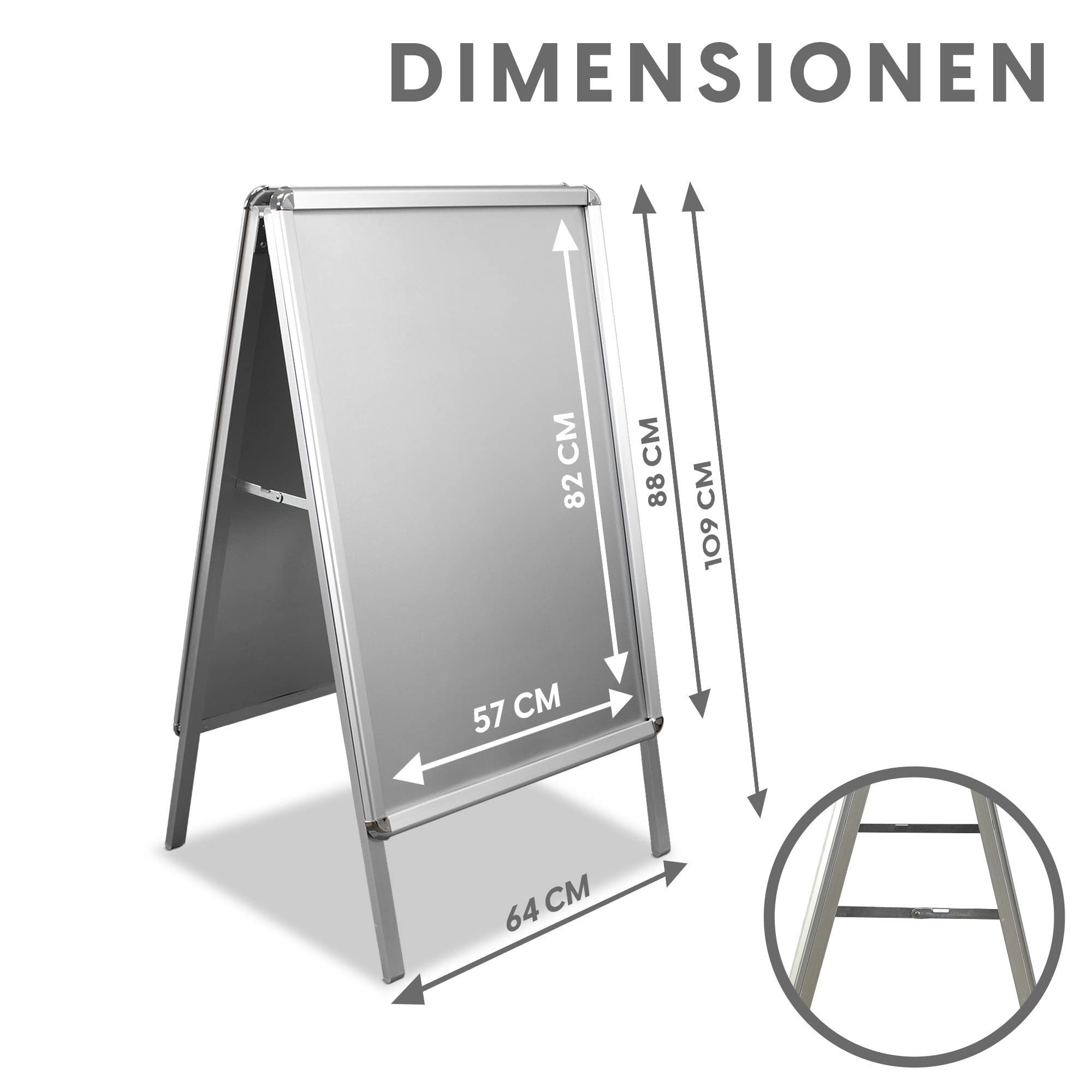 Kundenstopper A1 INMO Plakatständer silber, Werbetafel. Idealer Kundenstopper für innen und außen ink. zwei Schutzfolien. Werbeständer, Werbeschild.