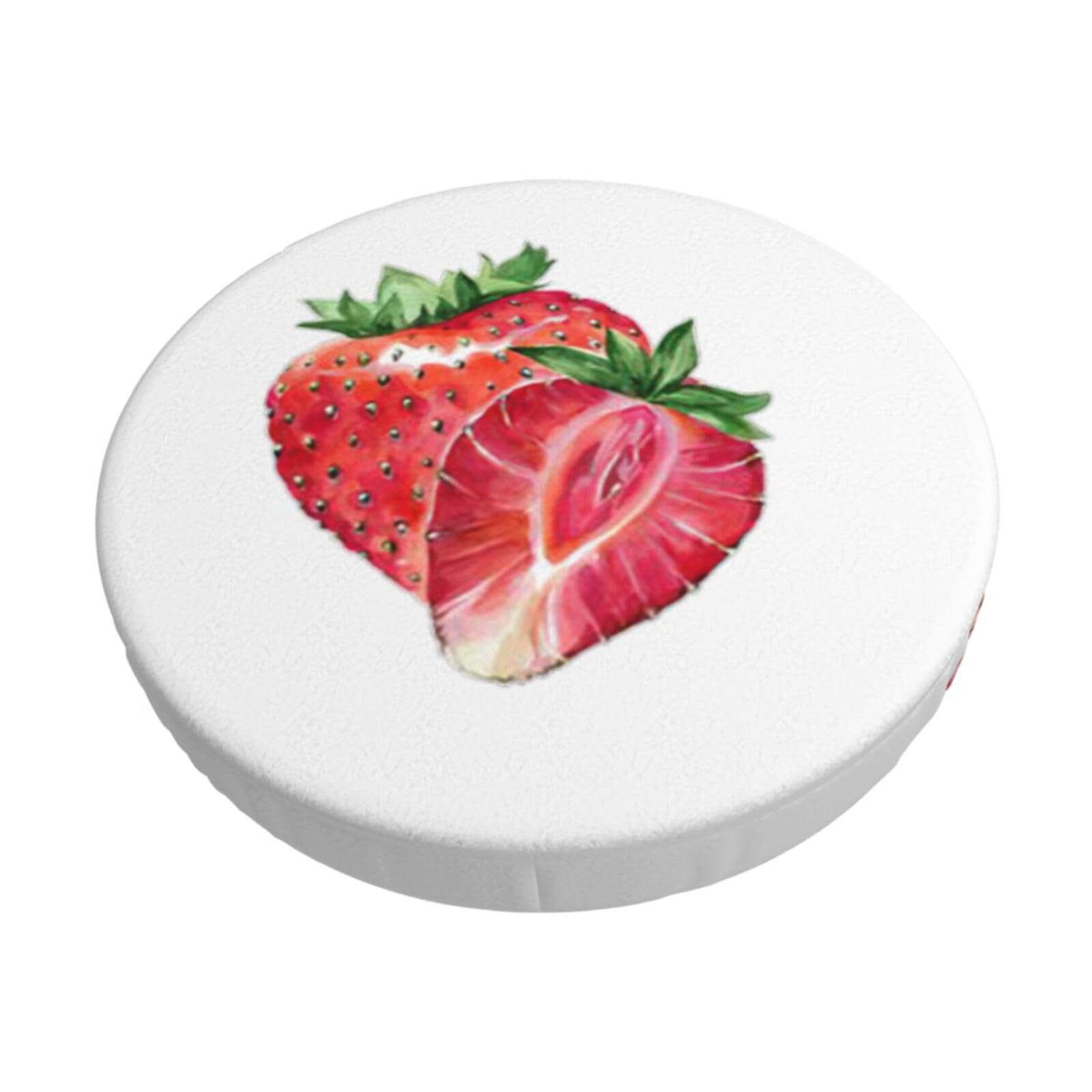 ACVnbm Strawberry Print Round Bar Chair Cushion Cover, Elastic Chair Protector For Kitchen Bar Dining