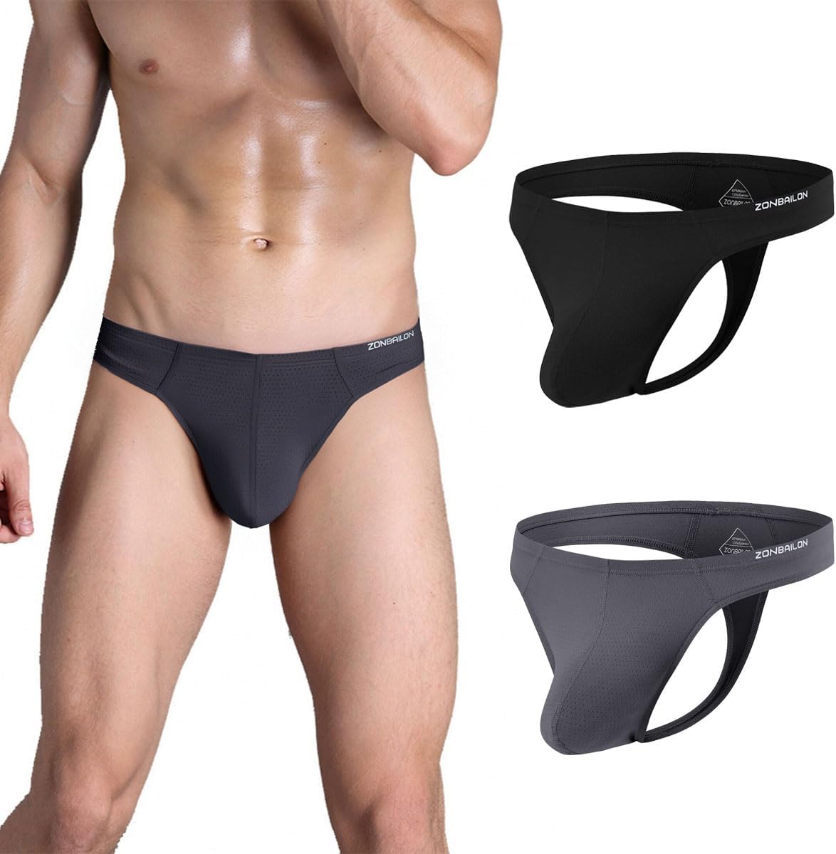 ZONBAILON Men's Thong and G String T-Back Low Rise Bulge Pouch Underwear