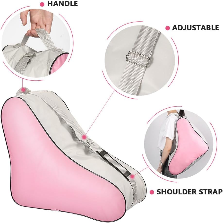 Toddmomy Ice Skate Bag 16.92 Inch Roller Skates Tote with Adjustable Shoulder Strap Lightweight Durable Storage for Women Girls