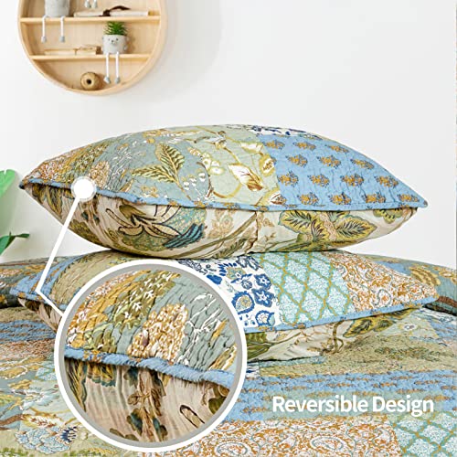 Vaputar 100% Cotton King Size Quilt Bedding Set, Handmade Farmhouse Bohemian Lightweight Bedspreads King Size, Real Patchwork Quilt Bedspread Sets For All Season, 3 Pieces #TOP5