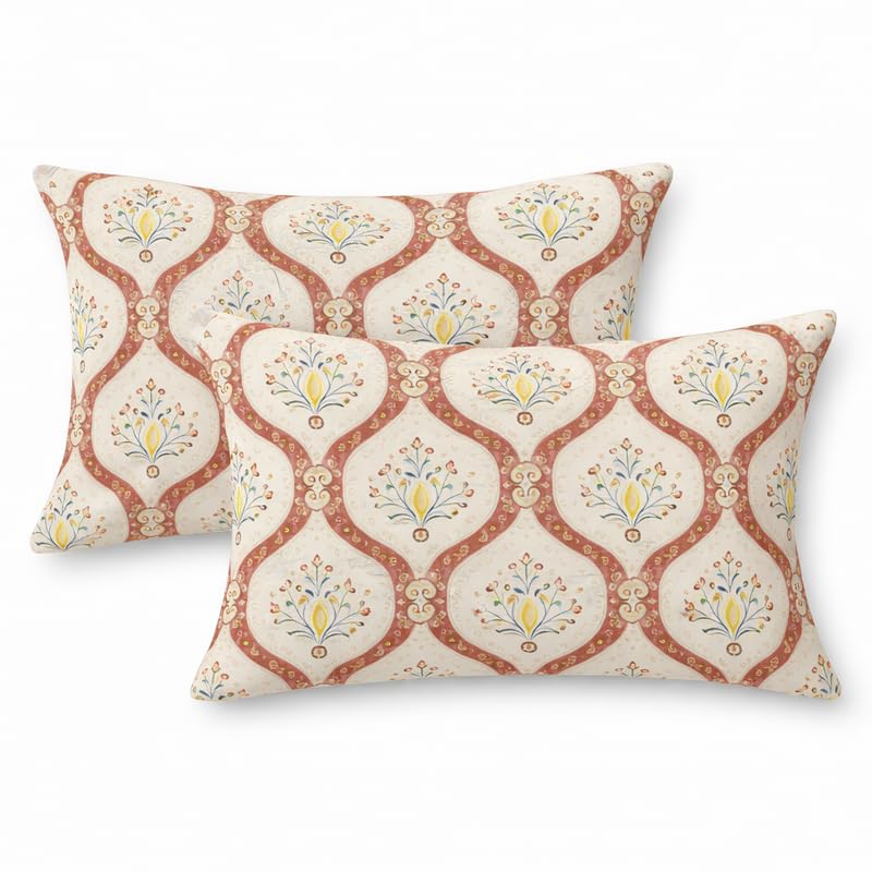 Image of Ethnic Beige Fitted Sheet Jaipuri Style Print Glace Cotton 140 TC Double Size (48x75 inch) with 2 Pillow Covers (18x28 inch) Deep Pocket up to 10 Inches - Soft & Comfortable