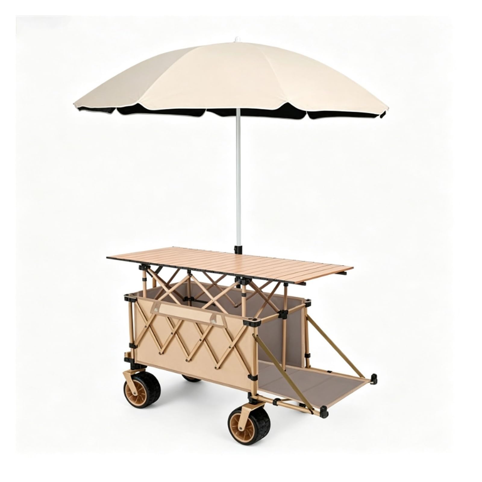 Farmers Market Cart with Sun Umbrella,Folding Vendor Carts with Tabletop