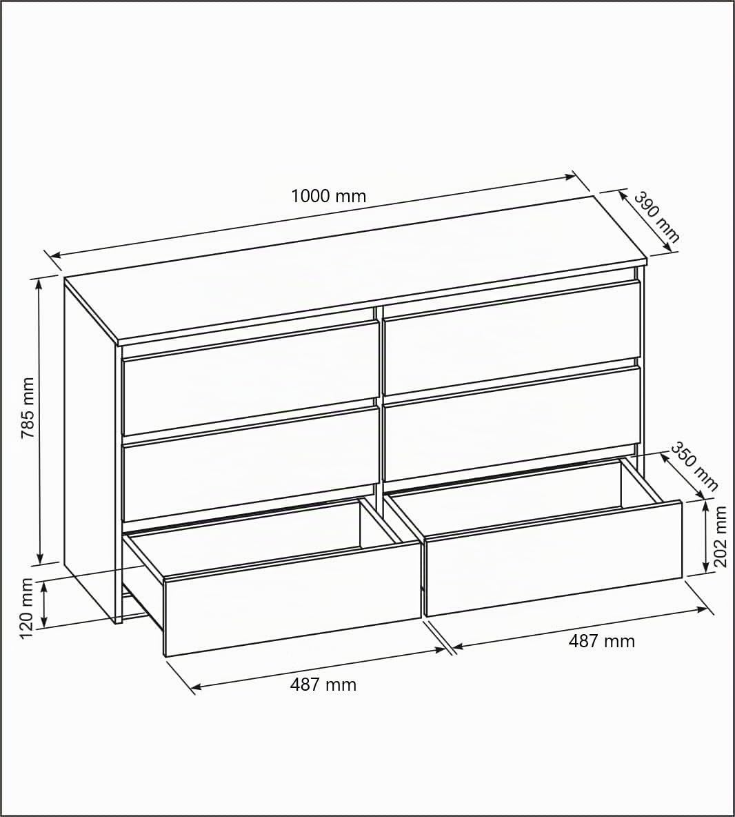meble masztalerz Commode Chambre avec 6 Tiroirs - Meuble de Rangement pour Salon et Entrée Couloir - Spacieuse et Design - Blanc - 100x39x78,5cm