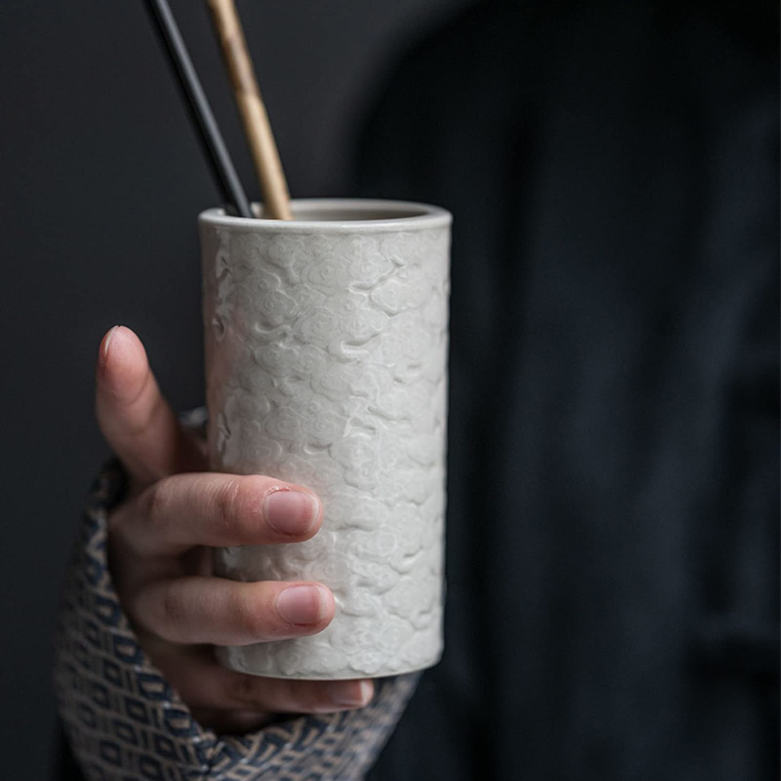 Tazza di penna in ceramica in ceramica decorativa,porta penna,supporto per la scrivania,tazza di matita modello nuvole per ragazze bambini