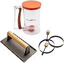 Blackstone 1543 Outdoor Griddle Breakfast Preparation Kit with Pancake Batter Dispenser, Cast Iron Bacon Press, and 2 Non Stick Steel Egg Rings