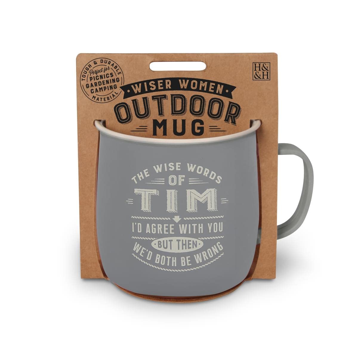 History & Heraldry Personalised Outdoor Mug (Tim), Grey