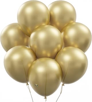 AFTERLOON Premium Natural Rubber Latex Mini Balloons 50 pcs Gold 5 Inch, Pearlescent Durable Thickened Extra Strong Helium Float, Baby Shower Garland Arch Wedding Kids Birthday Party Decorations