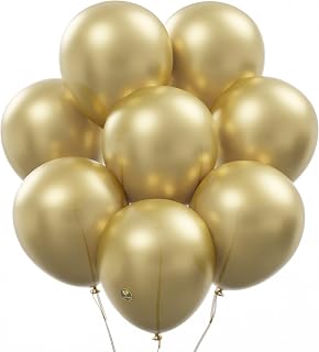 AFTERLOON® Biodegradable Natural Rubber Latex Balloons 24 pcs Gold 10 Inch, Plastic-Free Alternative Matte Color Durable Thickened Extra Strong Helium Float, Multicolor ballon Globos Decor De Fiestas