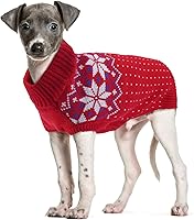 Vista 21 de FUAMEY - Suéter navideño para perros, suéter cálido clásico con diseño de copo de nieve para Año Nuevo, suéter de cuello alto de punto para clima