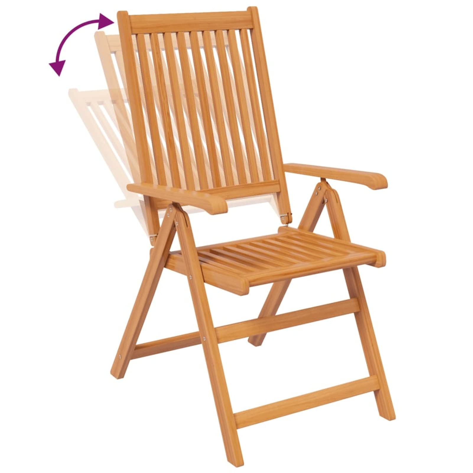IKAYAA Conjunto de Jardín de Madera de Acacia Comedor de Exterior Incluye 1 Mesa y 4 Sillas Plegable y Respaldo Ajustable en 5 Niveles para Terraza Patio #4