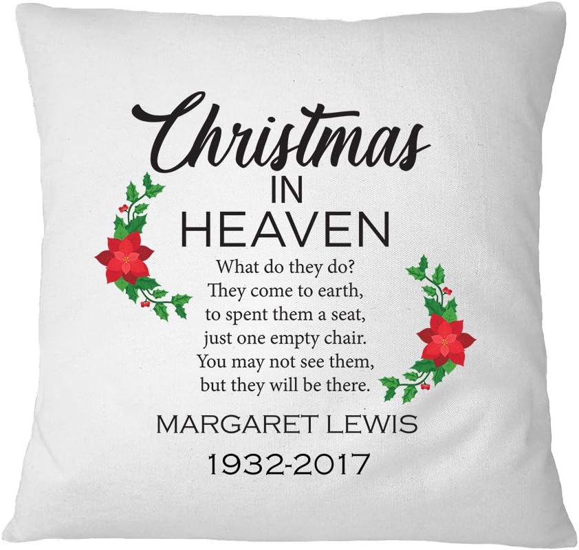 Personalized Custom Text Memorial Christmas in Heaven Polyester Accent Throw Case for Couch Sofa Bed Home Decor Pillow Cover - Cover Only