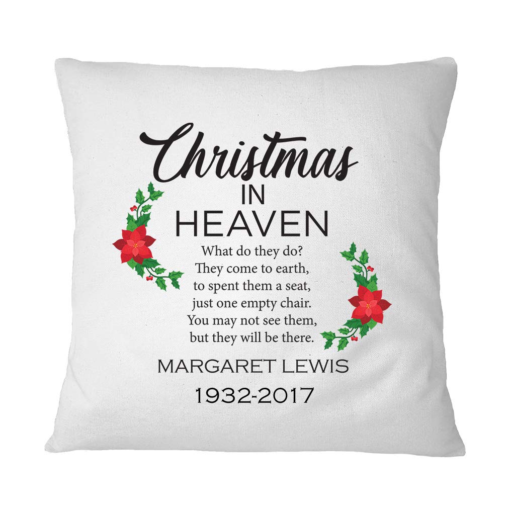Personalized Custom Text Memorial Christmas in Heaven Polyester Accent Throw Case for Couch Sofa Bed Home Decor Pillow Cover - Cover Only