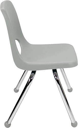 Miniatura 5 de FDP 10363-LG - Silla apilable para estudiantes de 14 pulgadas con patas de acero cromado y deslizadores de bola para aprendizaje en el hogar o en el