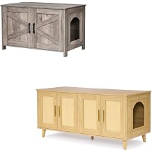 Homhedy Greige Cat Litter Box Enclosure and Boho Cat Litter Box Enclosure for 2 Cats