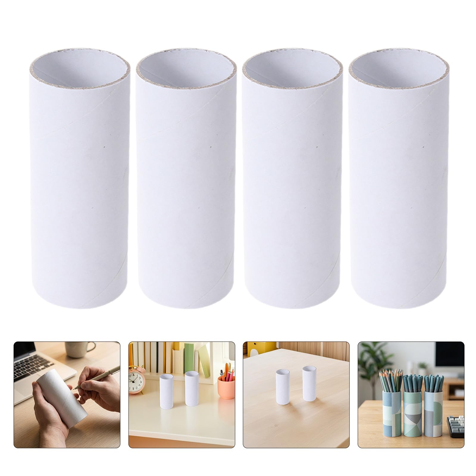 Hoement 40 Unidades Papel Kraft Blanco para Manualidades Creativas en Aula, Cilindro Redondo Versátil para Proyectos DIY y Estudiantes, Adecuado para Interiores