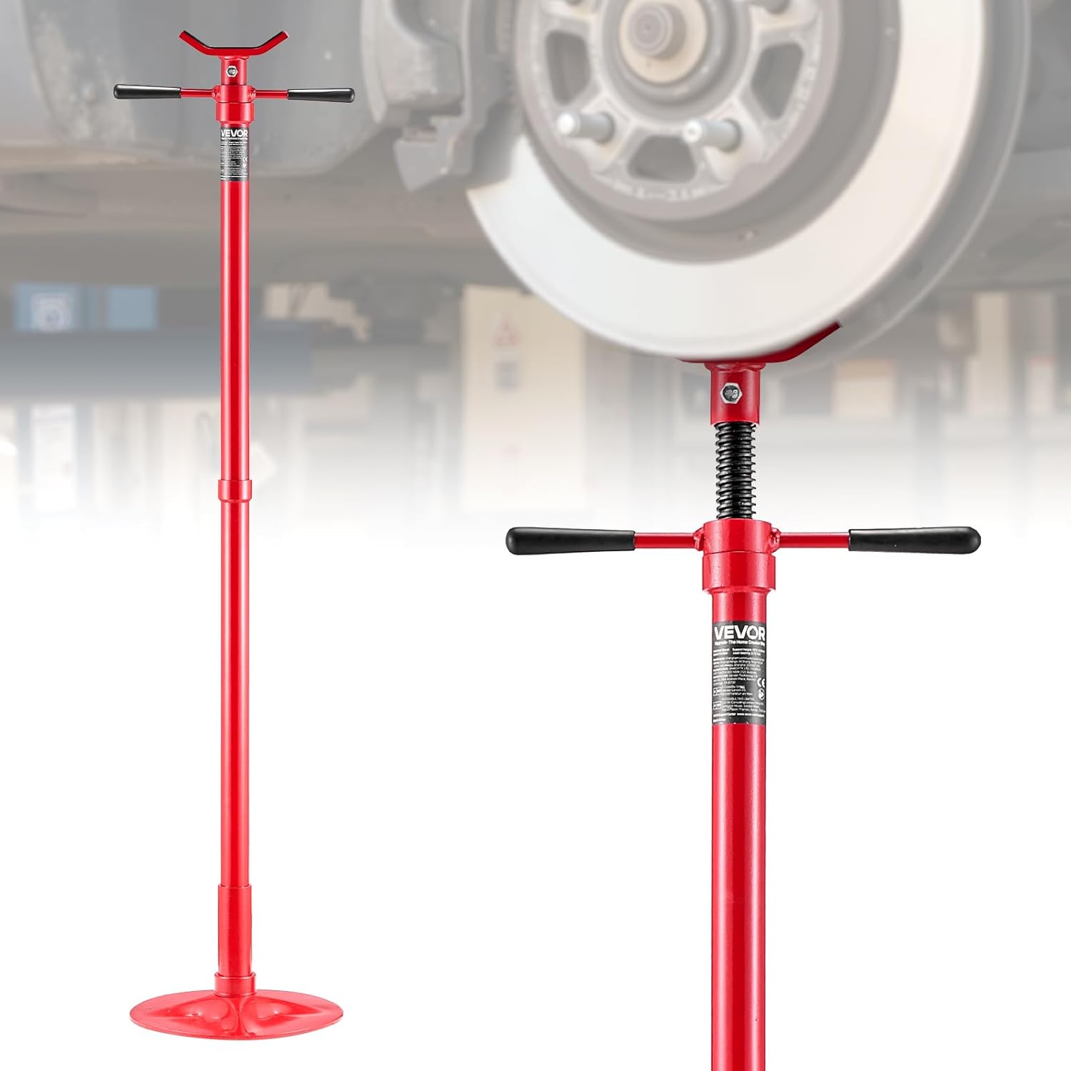 VEVOR Underhoist Support Stand, 1/2 Ton (1102 lbs) Capacity Under Hoist Jack Stand, Lifting from 54.02" to 83.86", Bearing Mounted Spin Handle, Self-Locking Threaded Screw, Support Vehicle Components