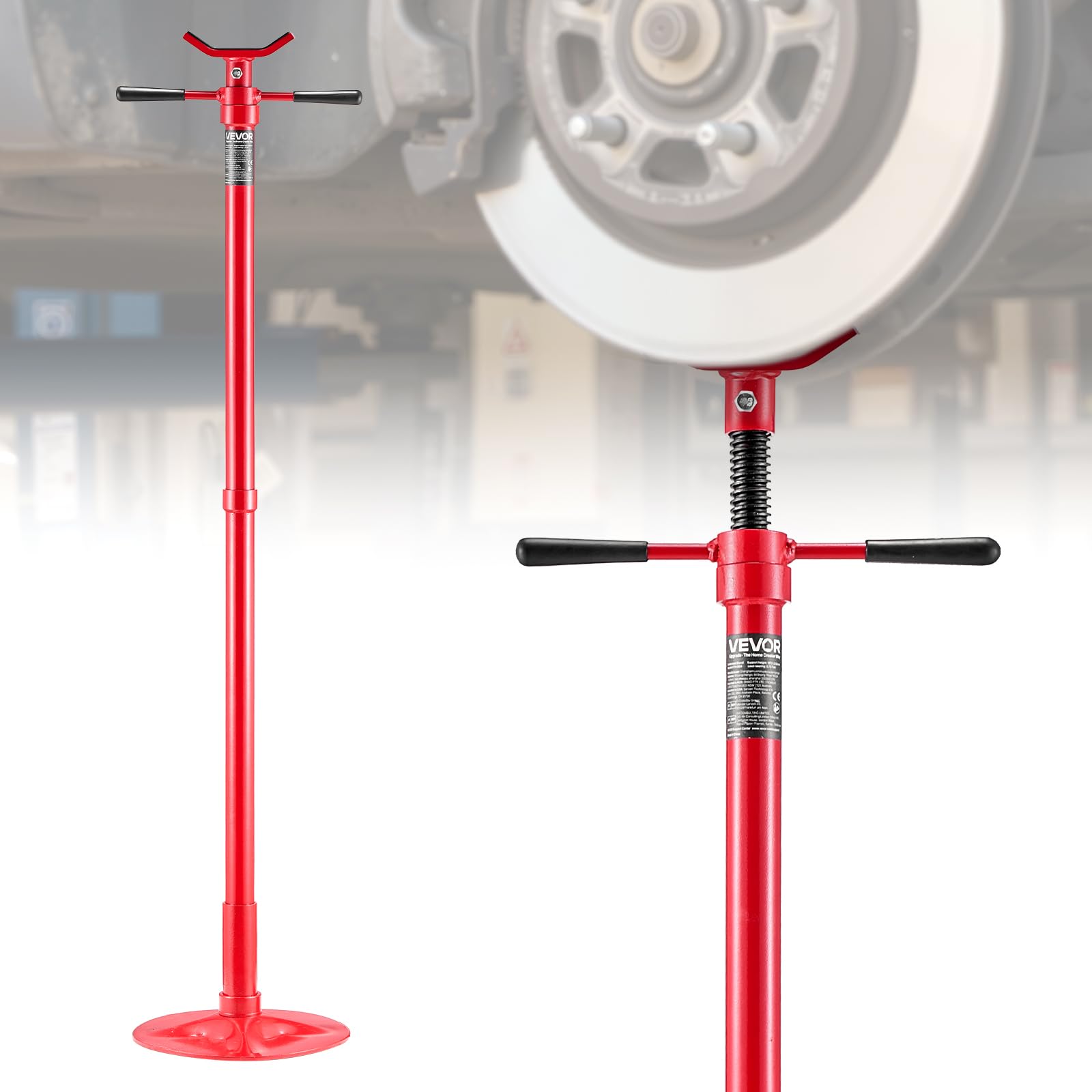 VEVOR Supporto per Fossa e Sottoponte Carico Max. 0,75 Tonnellate, Supporto da Fossa Altezza Regolabile 137,2-213 cm, Maniglia, Cuscinetti a Forma di U Riparazioni Manutenzione Officina Garage