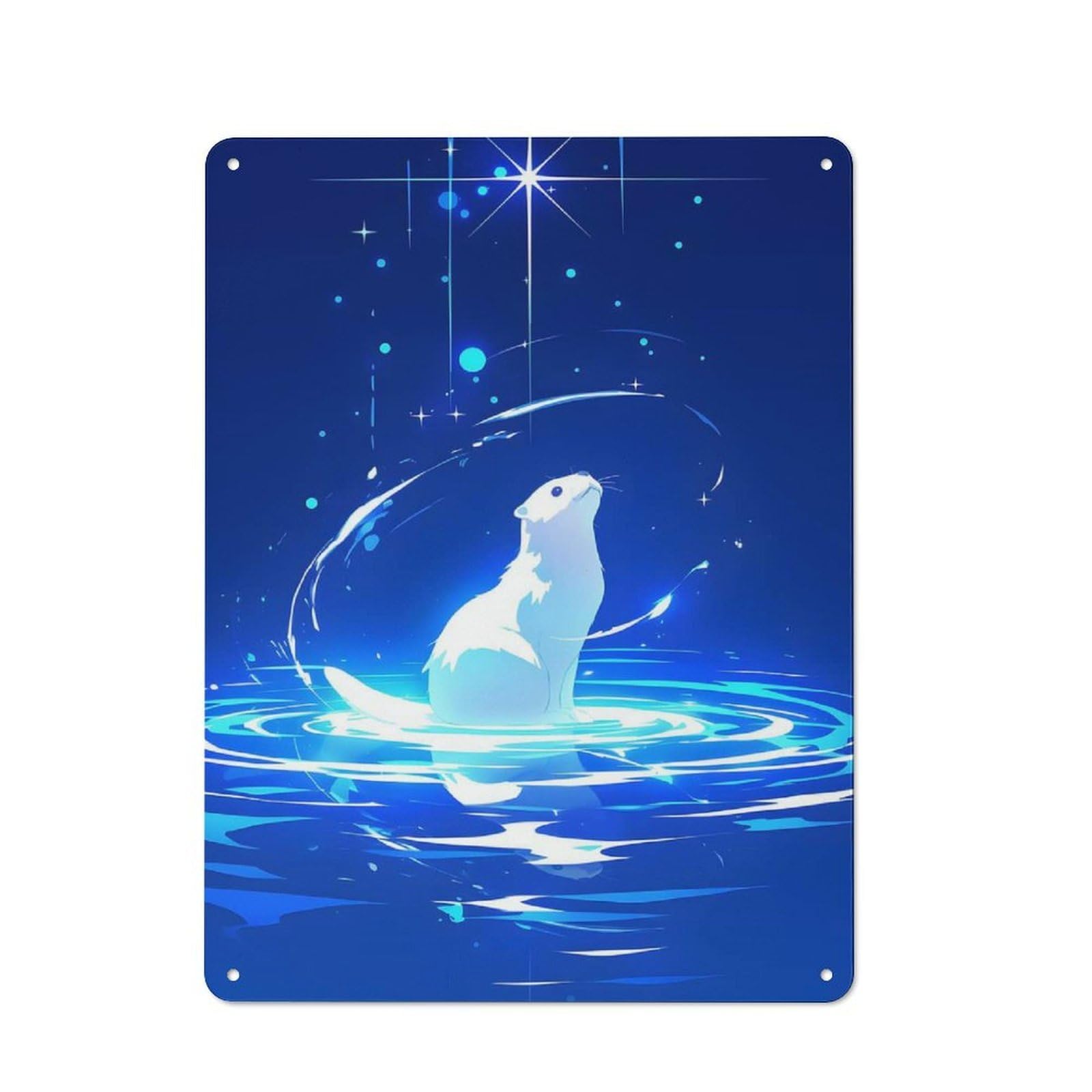 Junmoney Celestial Otter Retro Metal Wall Sign 40X30cm For Guest Room Or Hallway, A Housewarming Gift For Home Decor Collectors