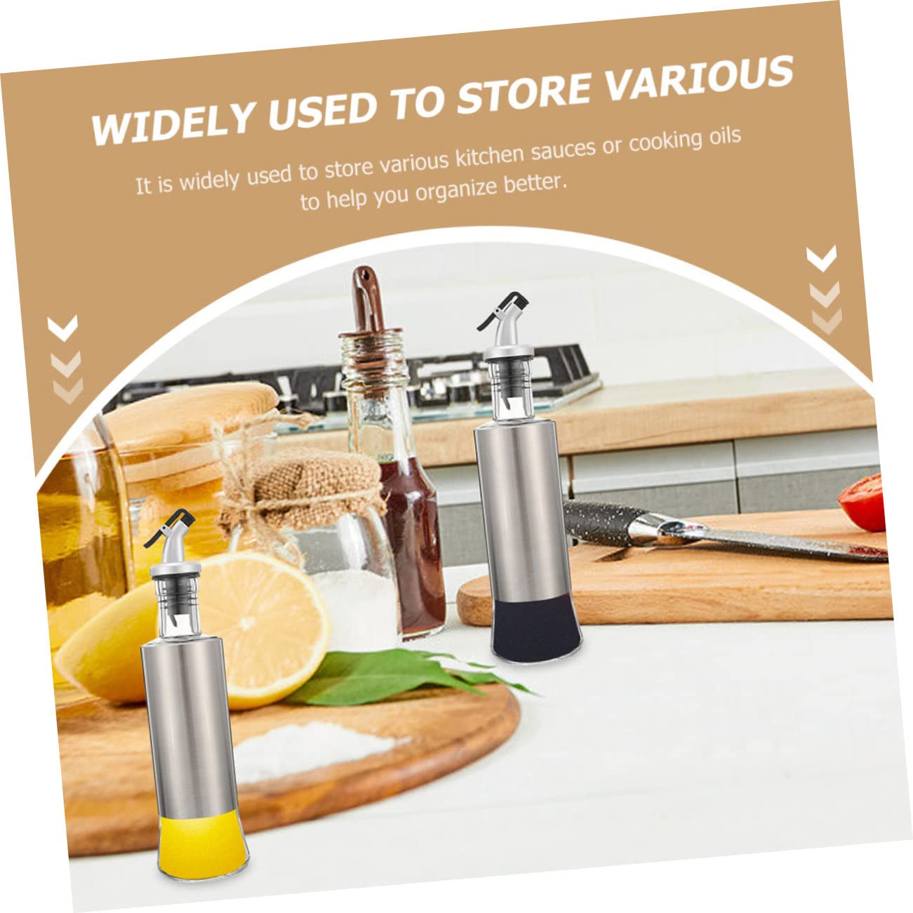 SOLUSTRE Botellas para Condimentos de Acero Inoxidable Dispensador de Aceite para Cocina Recipiente para Vinagre para Uso la Cocina