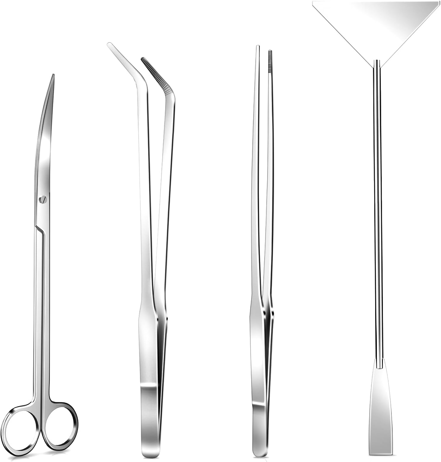 Aquascape Tools - 4PCS Premium Aquascaping Tools Kit, Enduring Aquarium Tools Include Aquarium Scissors Tweezers and Algae Scraper, Terrarium Supplies for Fish Tank