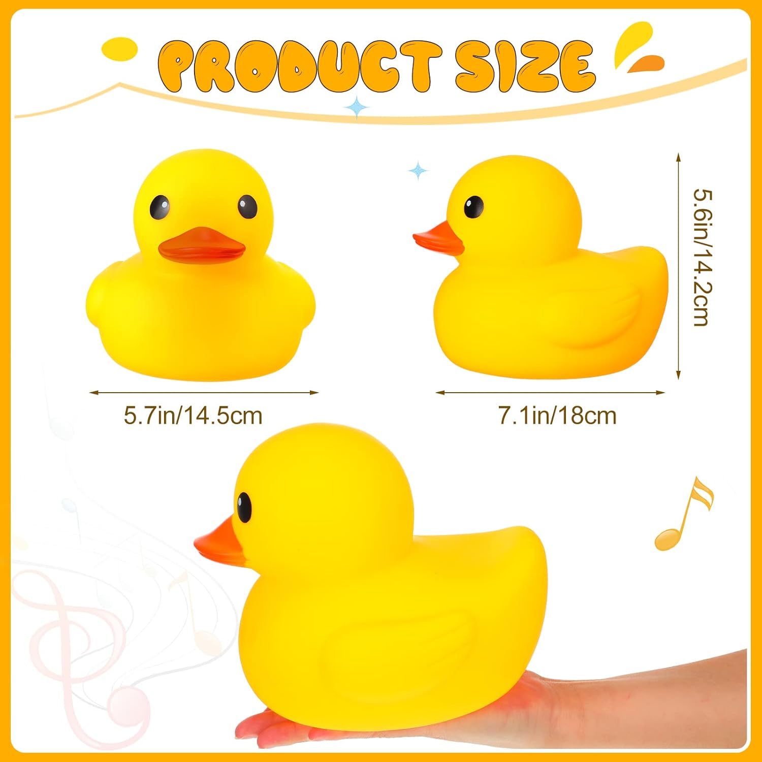 Vinsot 4 Pcs 7 Inches Large Yellow Rubber Ducks Large Bath Squeak Duck Float Bath Toy for Birthday Party Favors Gift Summer Beach Pool Baby Shower Activity Carnival Game Party Decoration