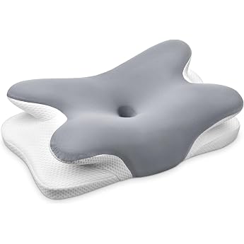 Ehomfory Neck Pillow Neck Support Pillow Memory Foam Pillow Ergonomic Side Sleeper Pillow for Sides Back and Stomach Sleepers 67 x 37 x 9/12 cm