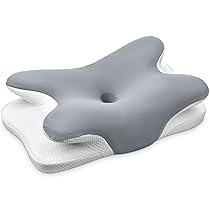 Ehomfory Cuscino Cervicale per Dormire, 2 in 1 Cuscino Ergonomico in Memory Foam, Cuscino per Supporto Cervicale con Federa Sfoderabile e Lavabile, 62x41x9, 12 cm (Grigio)