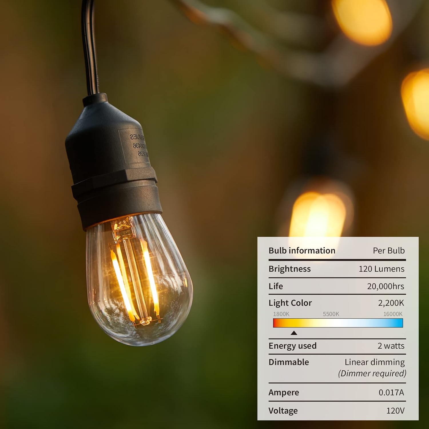 2 Pack LED Outdoor String Lights, Minetom Patio Lights Outdoor Waterproof 96FT(2*48FT) UL Listed IP65 Waterproof&Shatterproof Hanging Edison Bulbs with Commercial Grade Strand, for Backyard Cafe Party