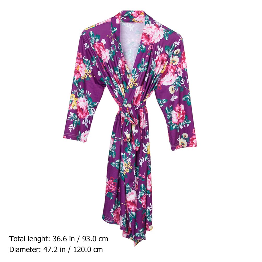 Abaodam 3 Pz Camicia da Notte Premaman Mom And Baby Matching Outfits Hospital Camicia da Notte Kimono da Donna Fajas Post Parto da Donna Mancare Viola Cardigan Sciolto Cotone