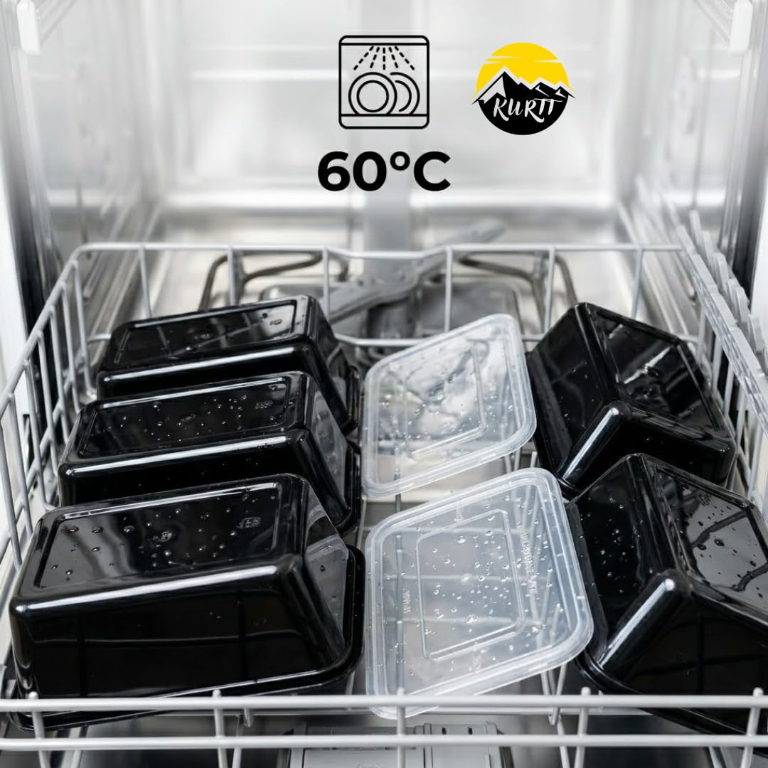 KURTT 100 piezas, contenedores para preparación de comidas, recipientes para comidas, tazones para microondas con tapas, recipientes para conservar alimentos frescos, reutilizables, aptos para
