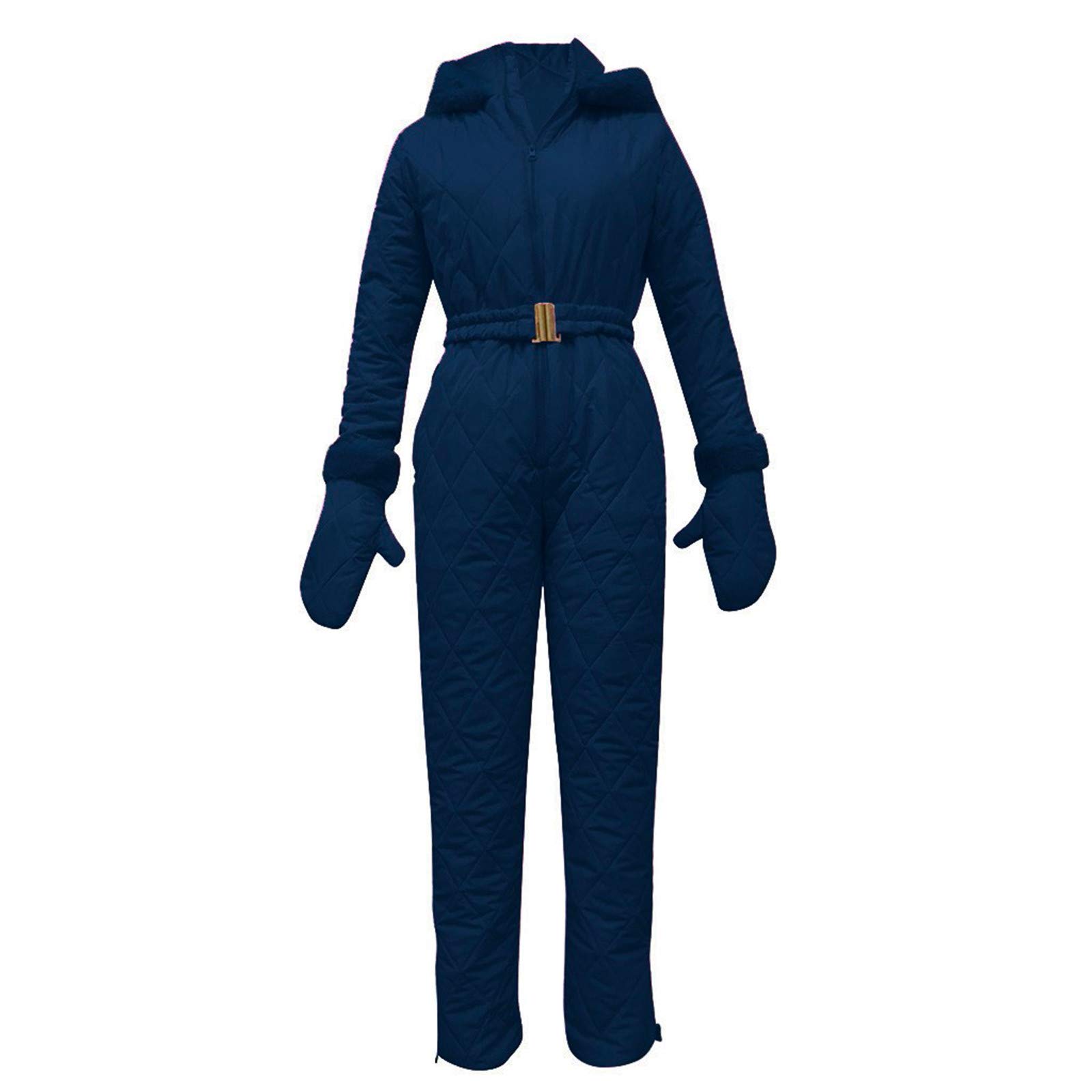 ACemt Combinaison de ski pour femme - Grande taille - Combinaison longue - Combinaison d'hiver avec capuche - Combinaison chaude - Thermique - Coupe-vent - Manches longues - Pantalon de neige épais